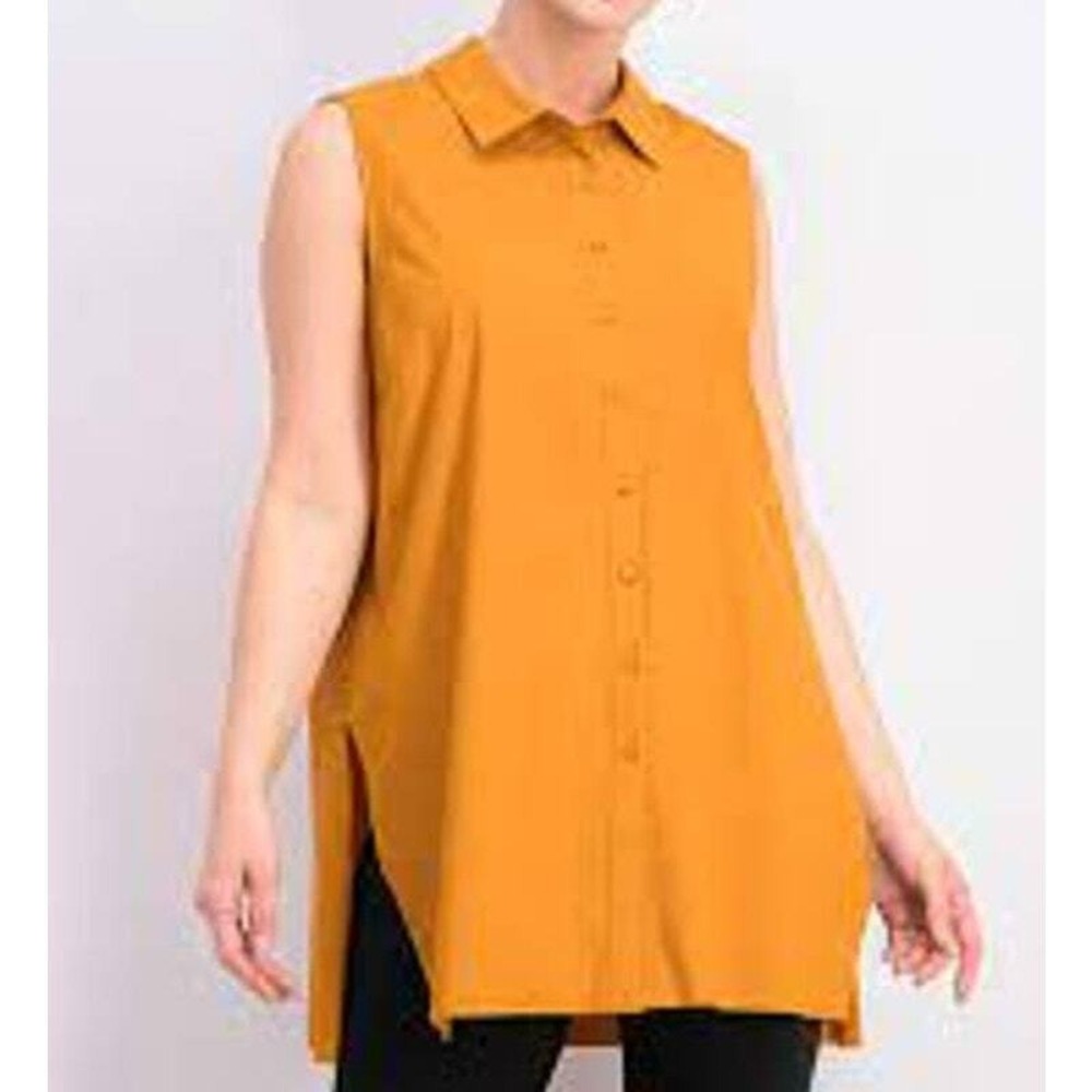 Alfani Blouse Womens Small‎ Sunset Lily Sleeveless Button Up Collared Oversized